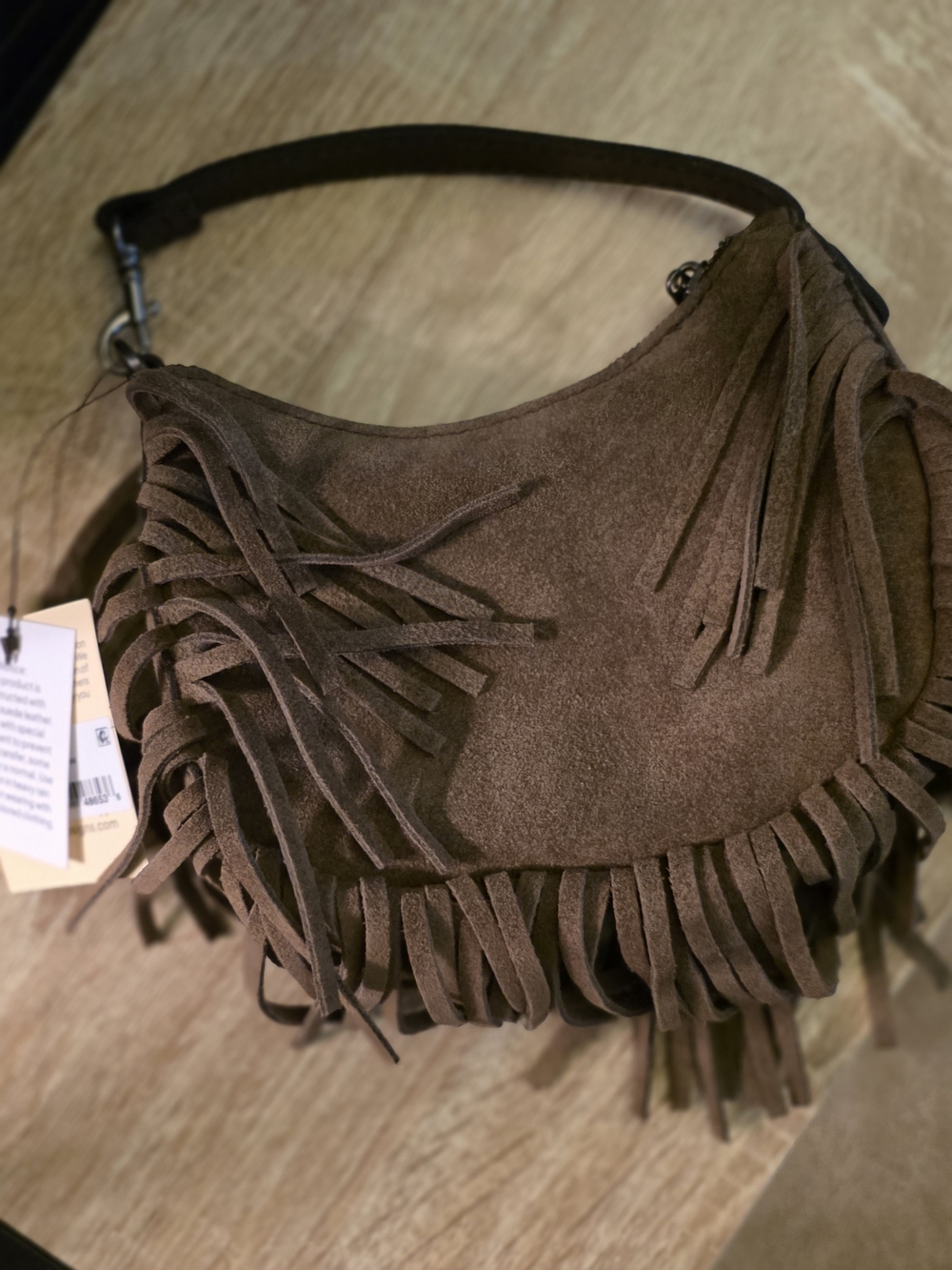 Patricia Nash Brown Suede Fringe Crossbody Mini Bag - Picture 3 of 9